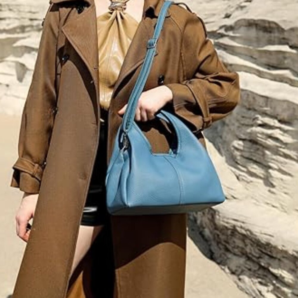Neiman Marcus Blue Vegan Leather Crossbody Bag